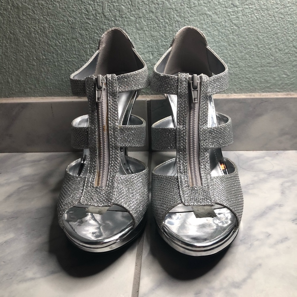 Silver Glitter Heels